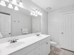 Updated master bathroom with double vanity
